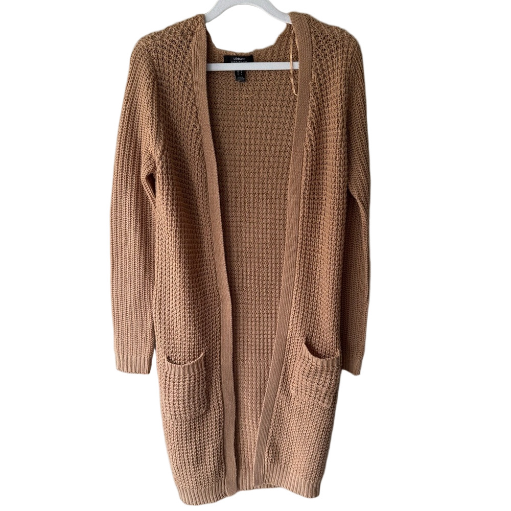 Urban Heritage Tan Cardigan Sweater Chunky Knit Open Front Women’s S